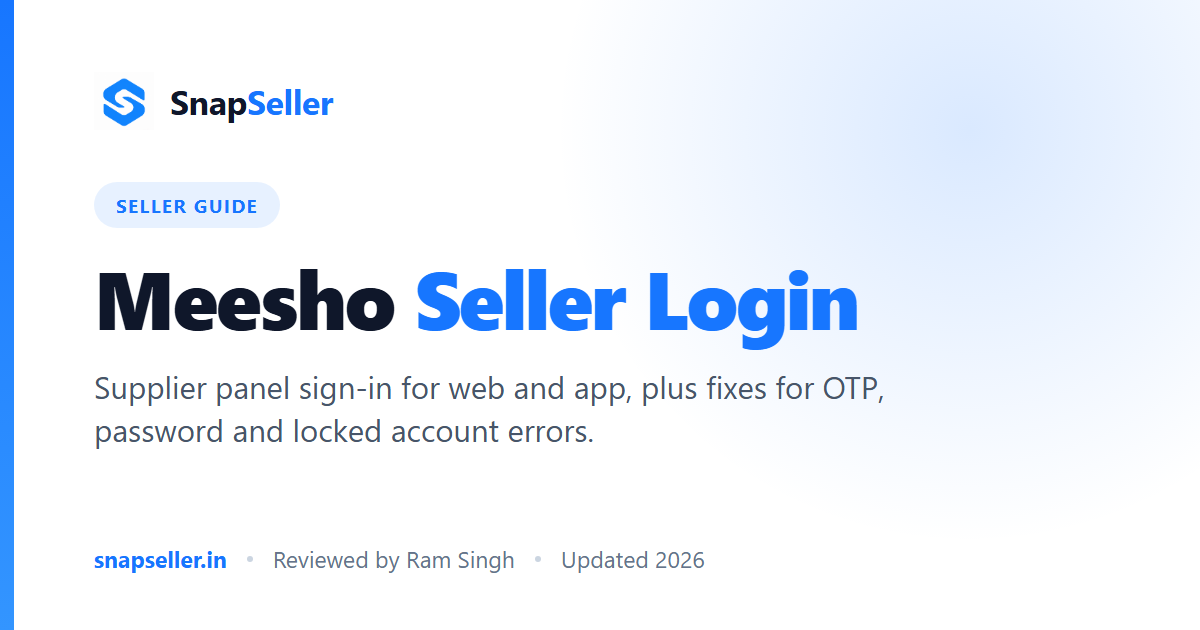 SnapSeller guide to the Meesho seller login on the supplier panel